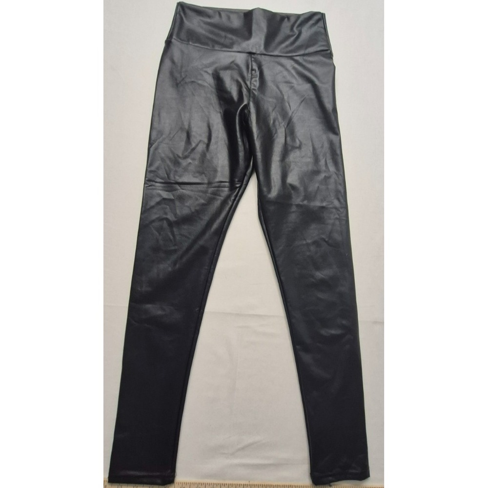 Tagoo Stretchy Faux Leather High Waisted‎ Leggings Pants, NEW, Black, SM
